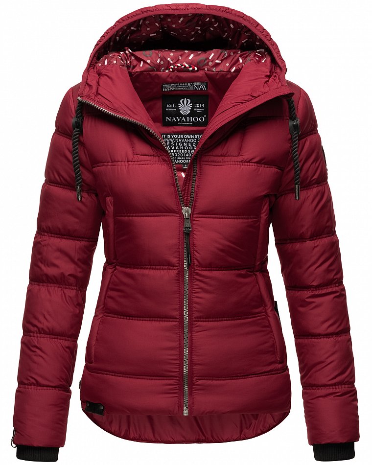 Navahoo Renesmee Winterjacke Stepp Jacke mit Kapuze Bordeaux Gr. 34 - XS