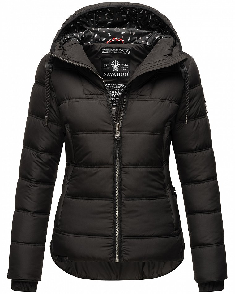 Navahoo Renesmee Winterjacke Stepp Jacke mit Kapuze Schwarz Gr. 34 - XS