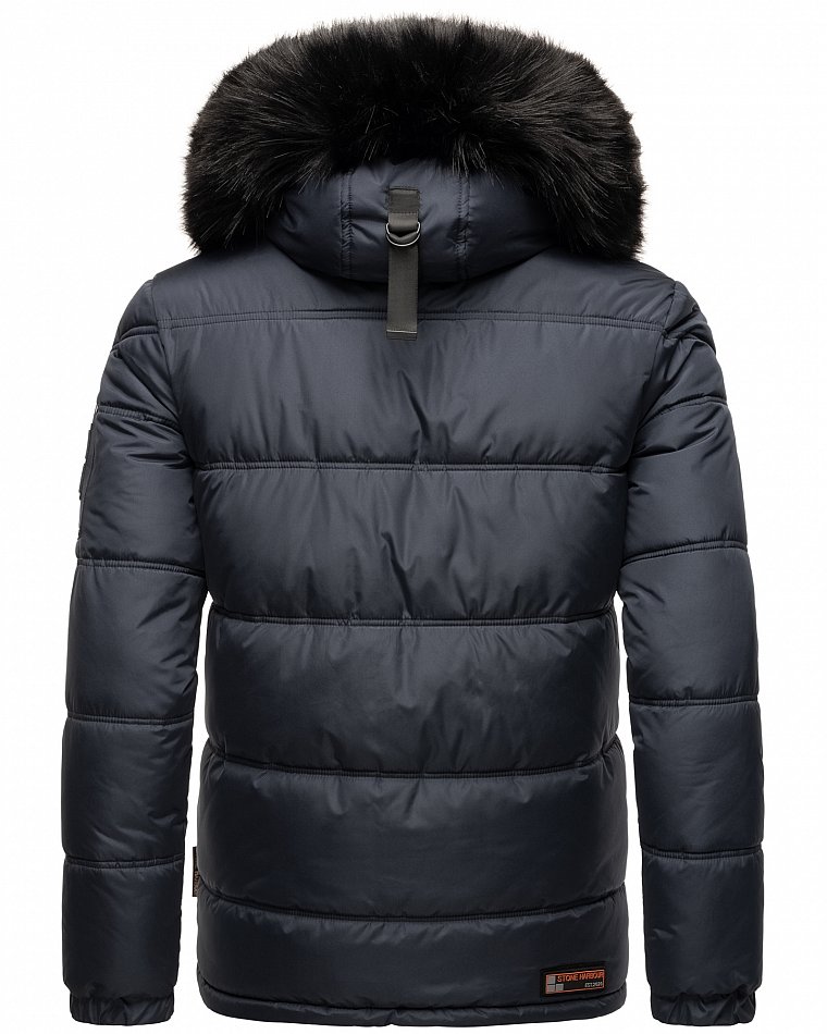 Stone Harbour Zarlaan Herren Parka Winterjacke mit Kapuze & Kunstfell Navy Gr. 50 - L