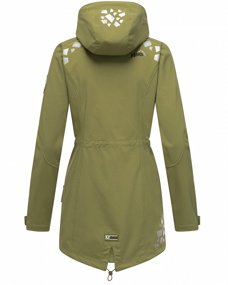 Marikoo Wasserfeste Damen Softshell Übergangsjacke mit Kapuze und Reflektoren Ulissaa Olive Gr. 46 - XXXL