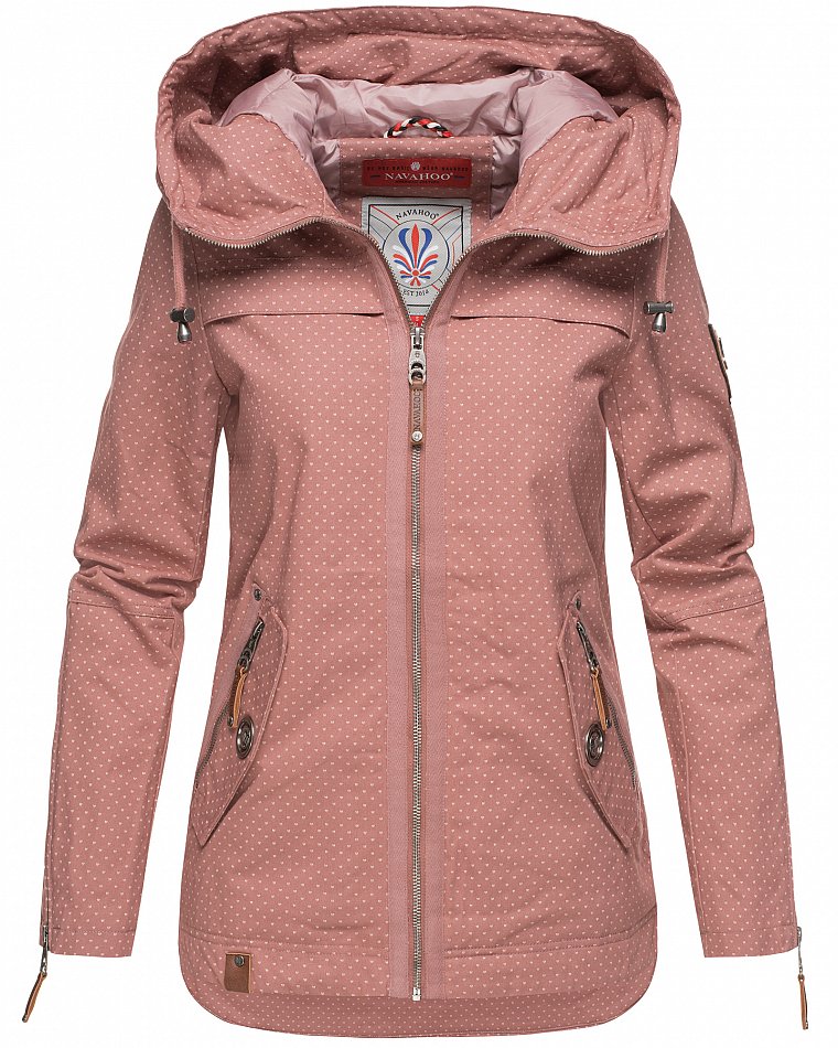 Navahoo Wekoo Damen Übergangsjacke mit Kapuze Rose mit Print Gr. 42 - XL