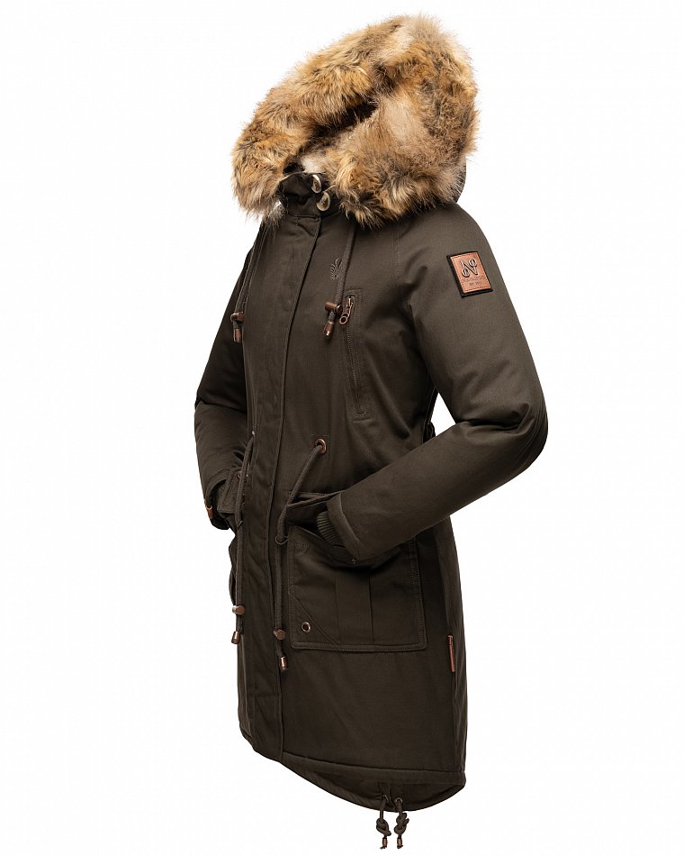 Navahoo Rosinchen Damen Winterjacke Parka Gefüttert Anthrazit Gr. 38 - M