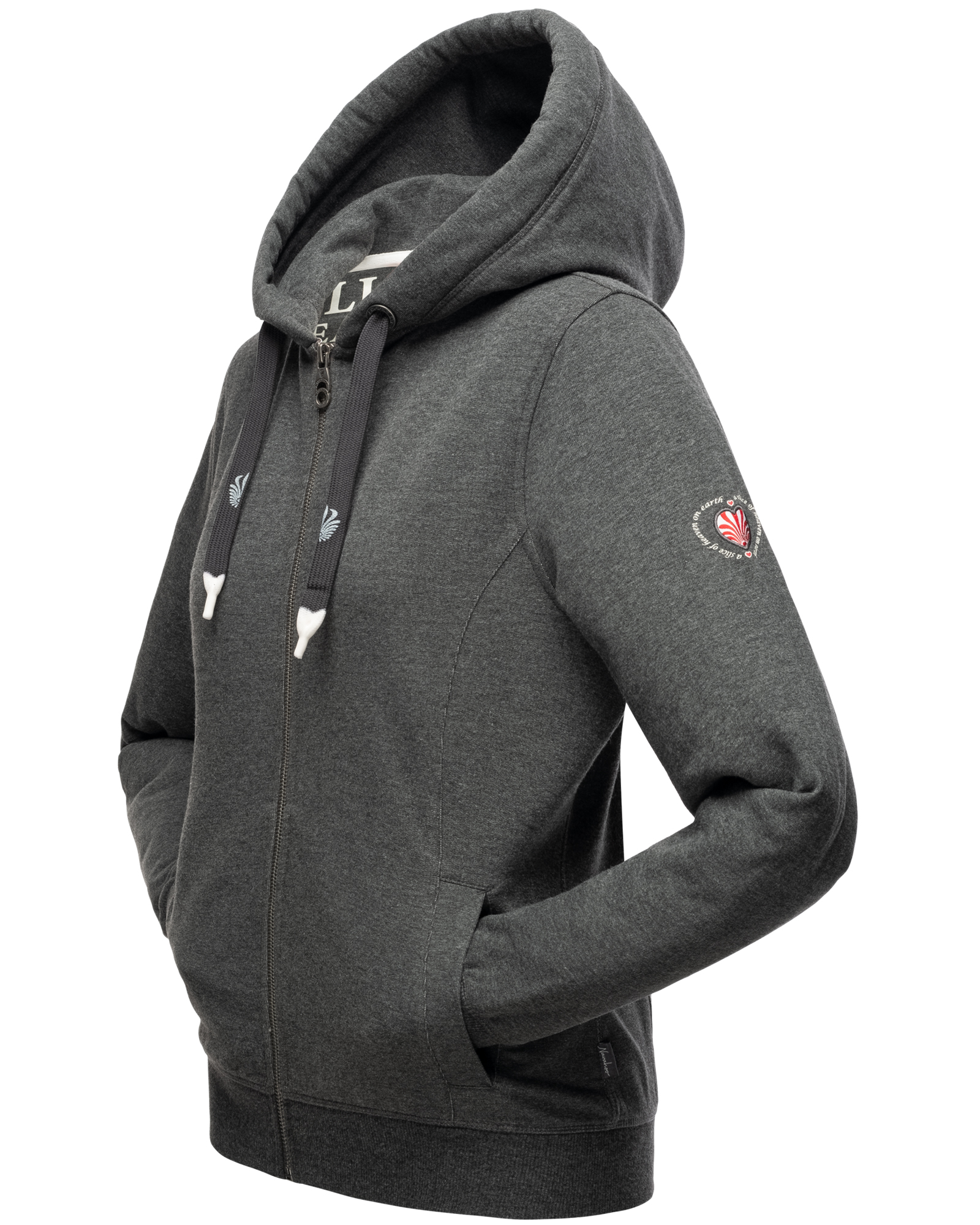Navahoo Engelshaar Damen Sweatjacke Hoodie Dunkel Grau Melange Gr. 44 - XXL