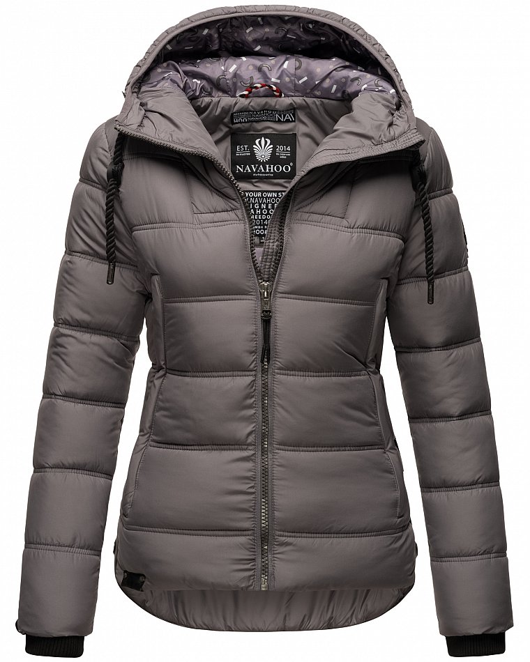 Navahoo Renesmee Winterjacke Stepp Jacke mit Kapuze Dunkel Grau Gr. 38 - M