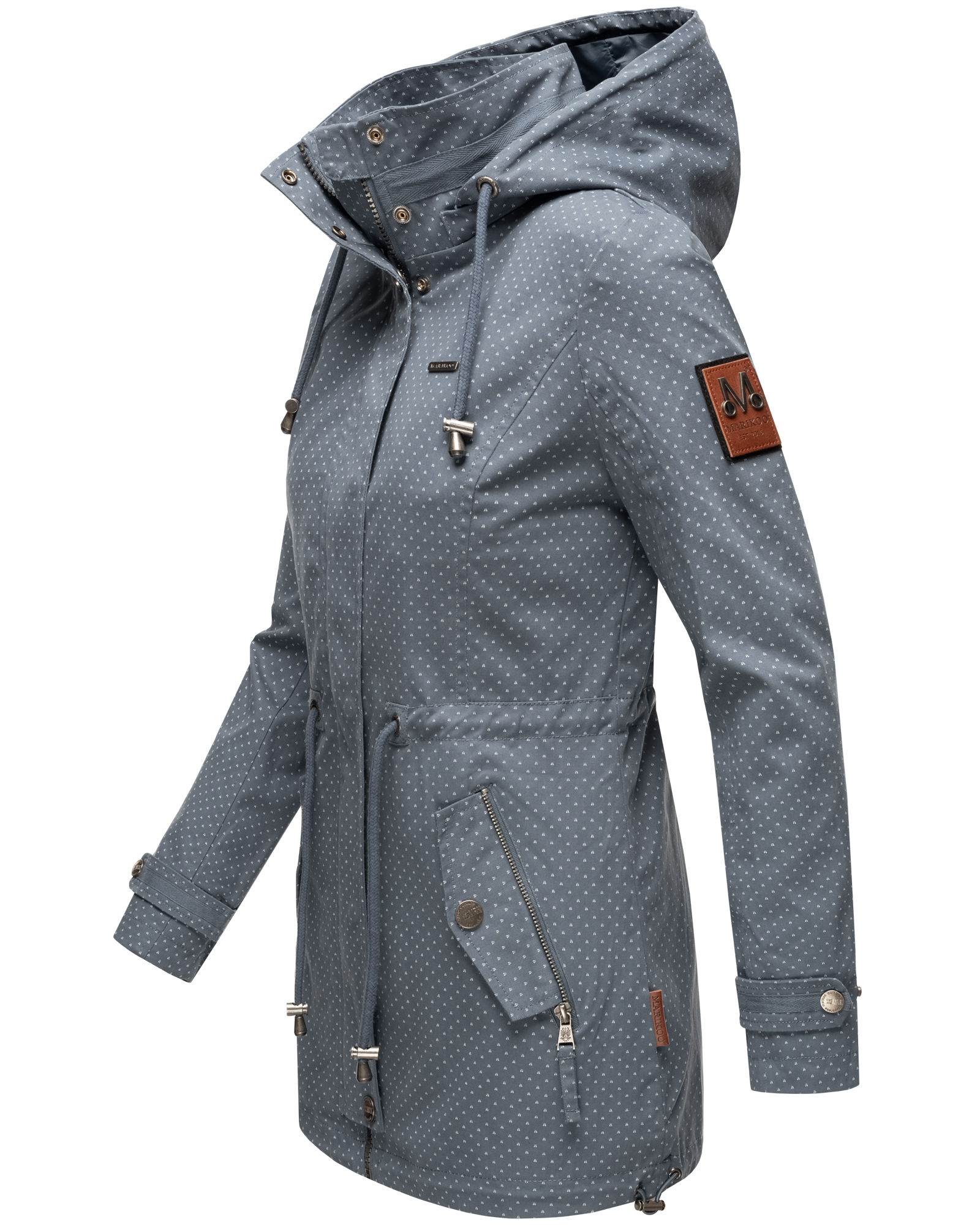 Navahoo Nyokoo Damen Übergangsjacke mit Kapuze Blau mit Print Gr. 36 - S