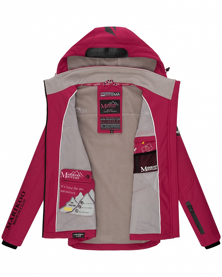 Marikoo Mountain wasserfeste Damen Softshell Regenjacke Mount-Cho-Oyu Fuchsia Gr. 36 - S