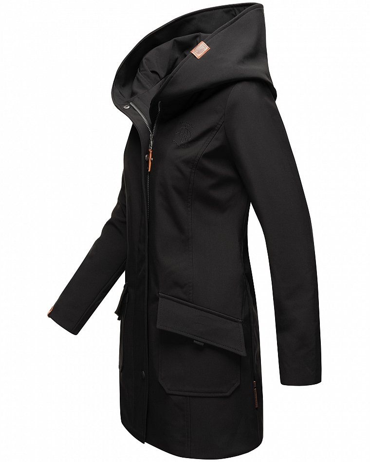 Marikoo Mayleen Damen Softshell Jacke mit Kapuze Schwarz Gr. 40 - L