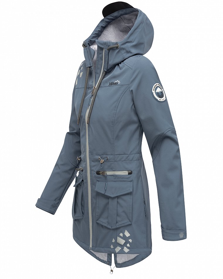 Marikoo Wasserfeste Damen Softshell Übergangsjacke mit Kapuze und Reflektoren Ulissaa Dusty Blue Gr. 38 - M
