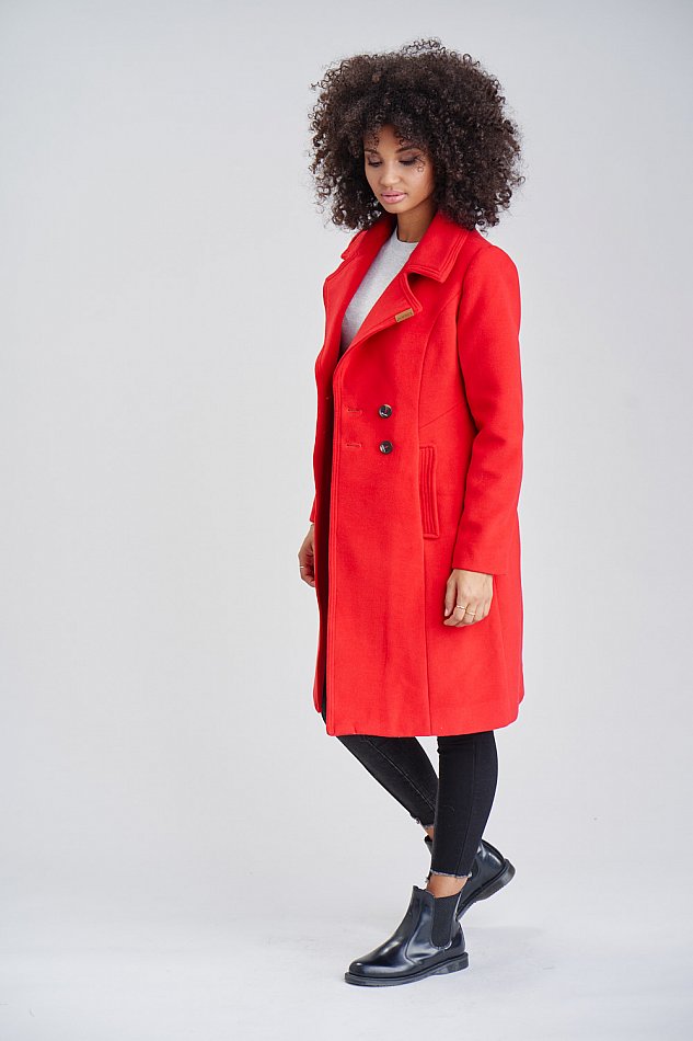 Marikoo Nanakoo Damen eleganter Wintermantel Trenchcoat Rot Gr. 36 - S