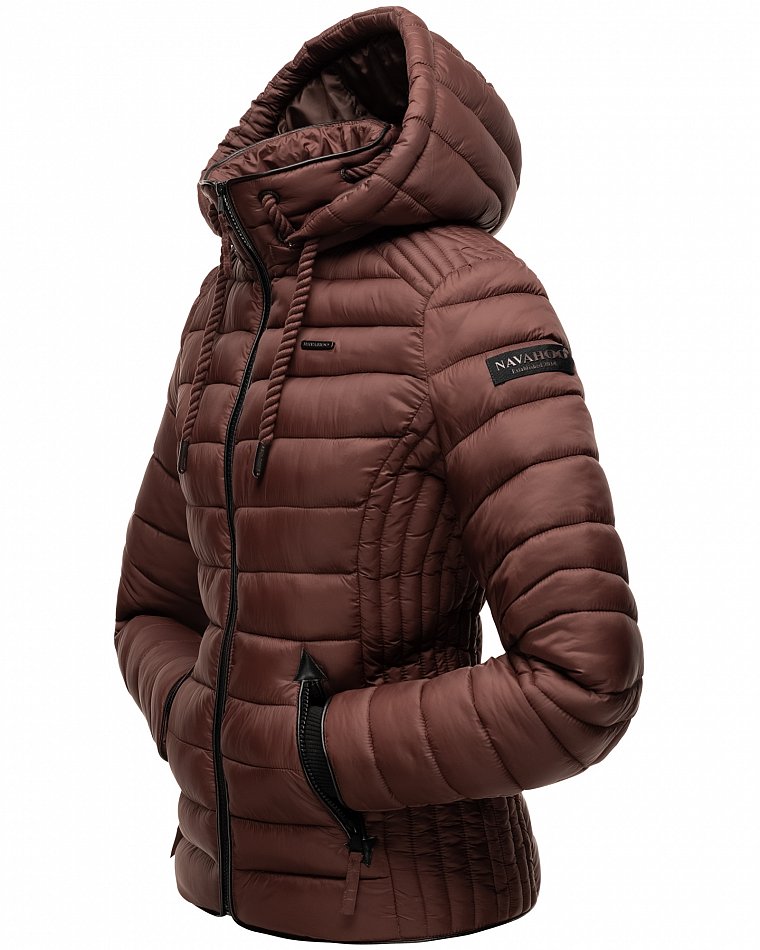 Navahoo Lulana Damen Übergangs Steppjacke mit Kapuze Schoko Gr. 38 - M