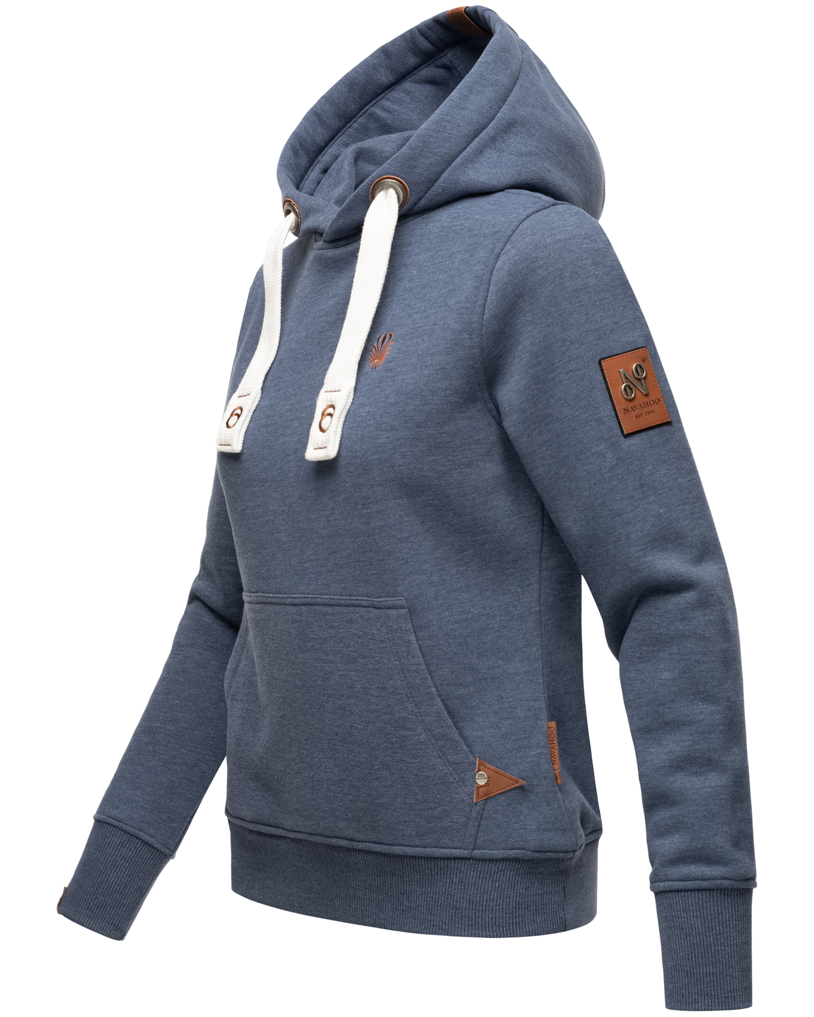 Navahoo Kapuzensweatshirt Hoodie mit Kapuze & breiten Tunnelzugkordeln Damlaa Dusty Blue Melange Gr. 34 - XS