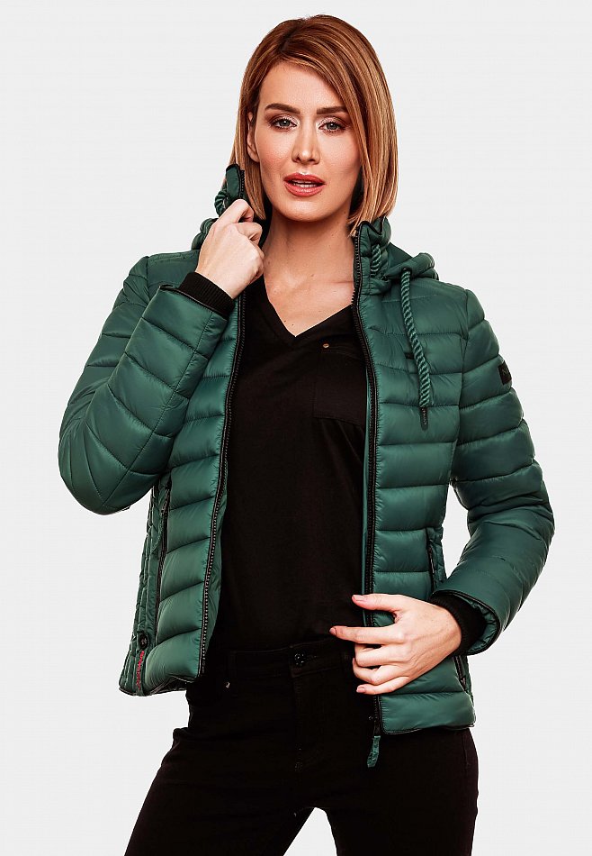 Navahoo Lulana Damen Übergangs Steppjacke mit Kapuze Ocean Green Gr. 44 - XXL