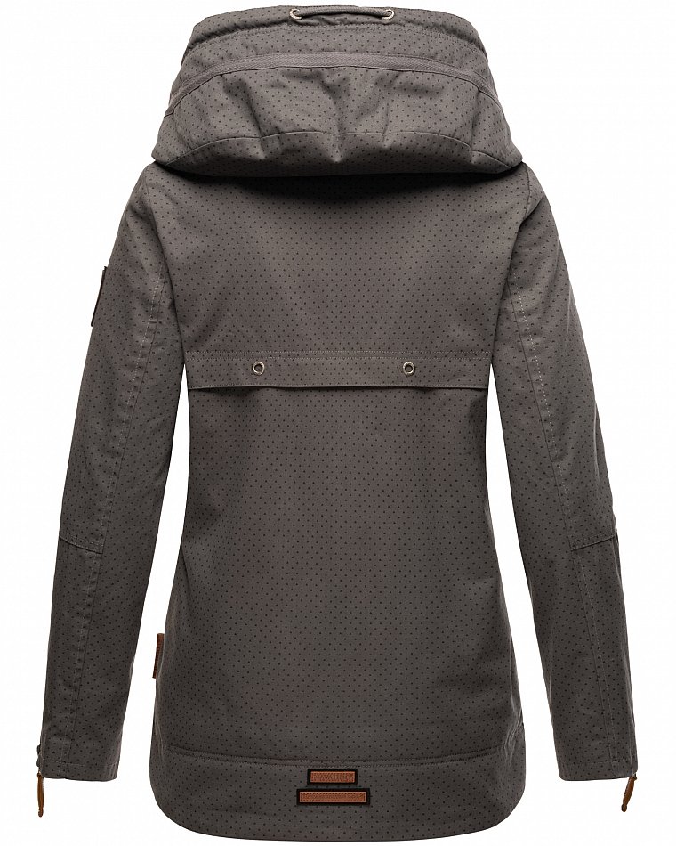 Navahoo Wekoo Damen Übergangsjacke mit Kapuze Anthrazit mit Print Gr. 34 - XS