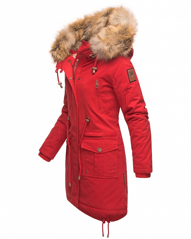 Navahoo Rosinchen Damen Winterjacke Parka Gefüttert Rot Gr. 42 - XL