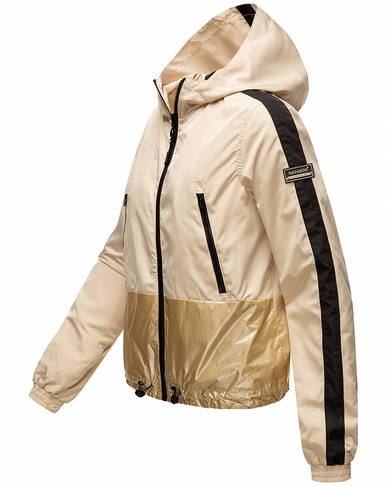Navahoo Sunitaa Sportliche Damen 2-1 Wendejacke mit Kapuze im Blouson Stil Beige Gr. 38 - M