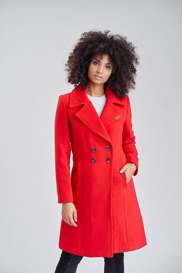 Marikoo Nanakoo Damen eleganter Wintermantel Trenchcoat Rot Gr. 36 - S