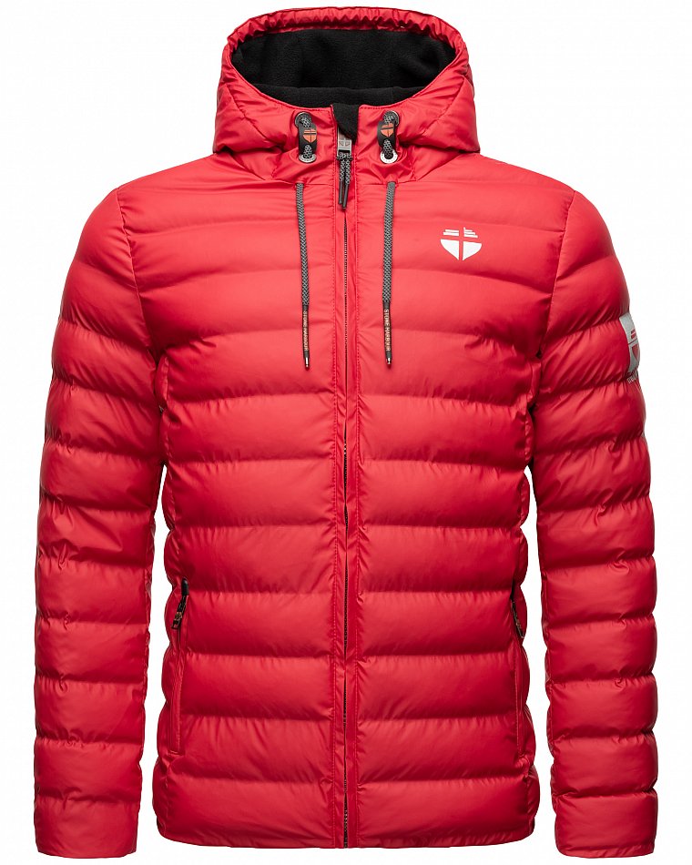 Stone Harbour Herren Winter Regen Steppjacke Zaharoo mit Kapuze Chili Red Gr. 48 - M