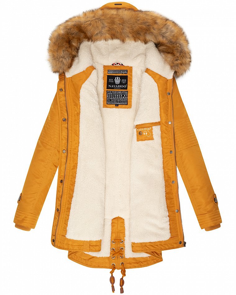 Navahoo La Viva Winterjacke Parka mit Teddyfell & Kapuze Gelb Gr. 34 - XS