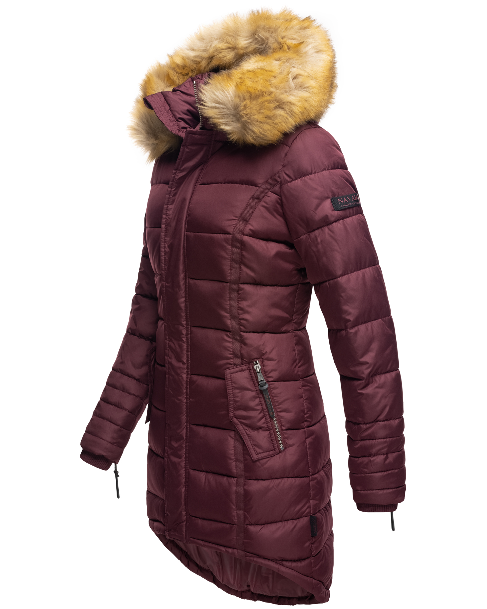 Navahoo Papaya Winter Mantel Steppjacke Gefüttert Mit Kapuze Bordeaux Gr. 40 - L