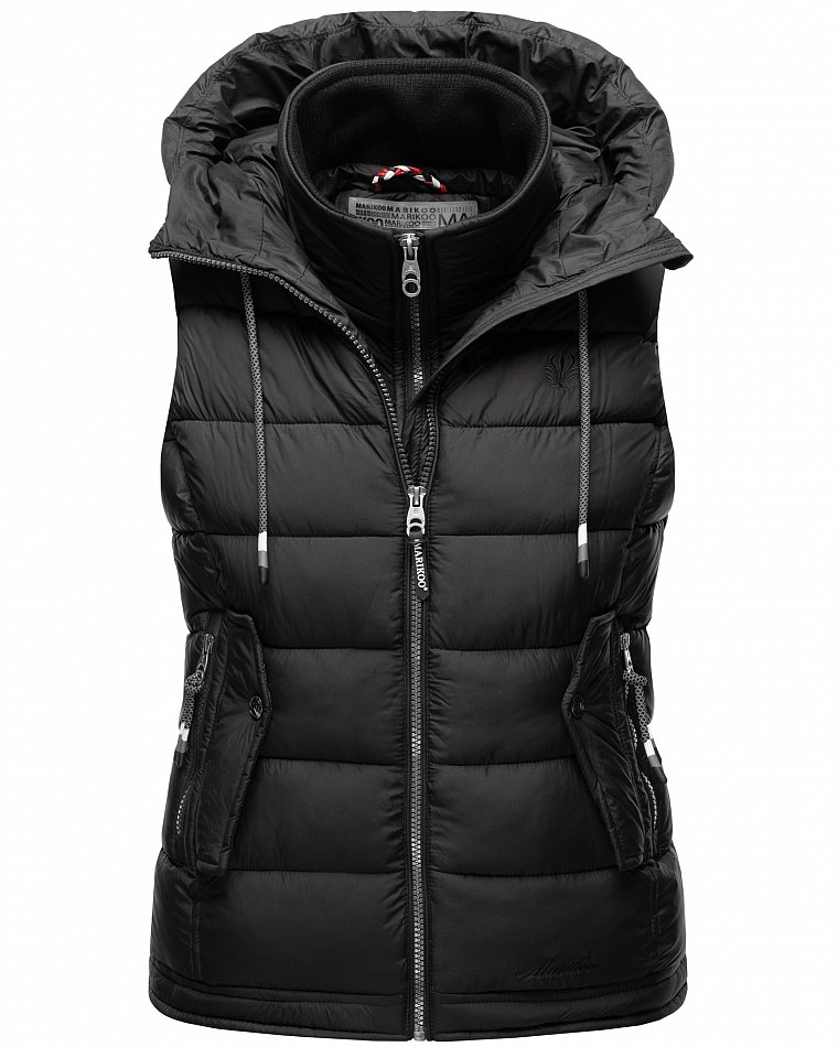 Marikoo Taisaa Damen Übergangs Weste mit Stehkragen Schwarz Gr. 34 - XS 