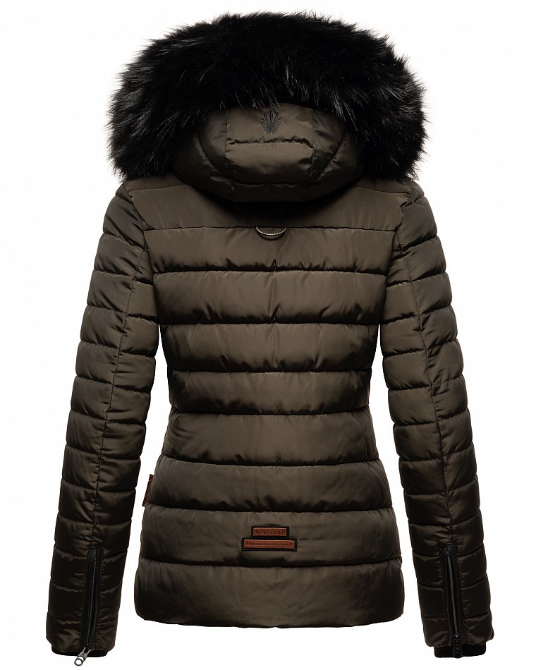 Navahoo Wisteriaa Damen Winter Steppjacke mit Kunstfell Anthrazit Gr. 34 - XS