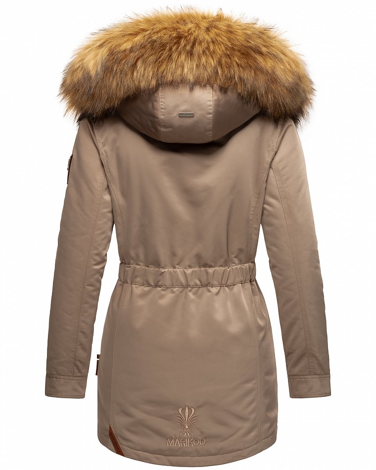 Marikoo Sanakoo Damen Winterjacke Parka mit Kapuze Taupe Gr. 36 - S