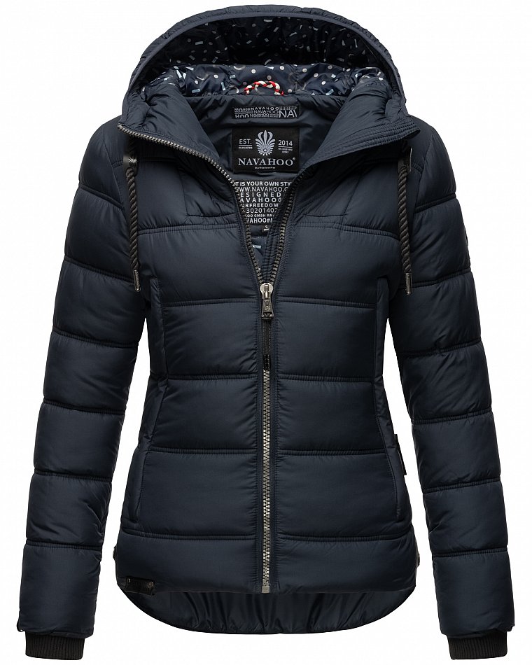 Navahoo Renesmee Winterjacke Stepp Jacke mit Kapuze Navy Gr. 36 - S