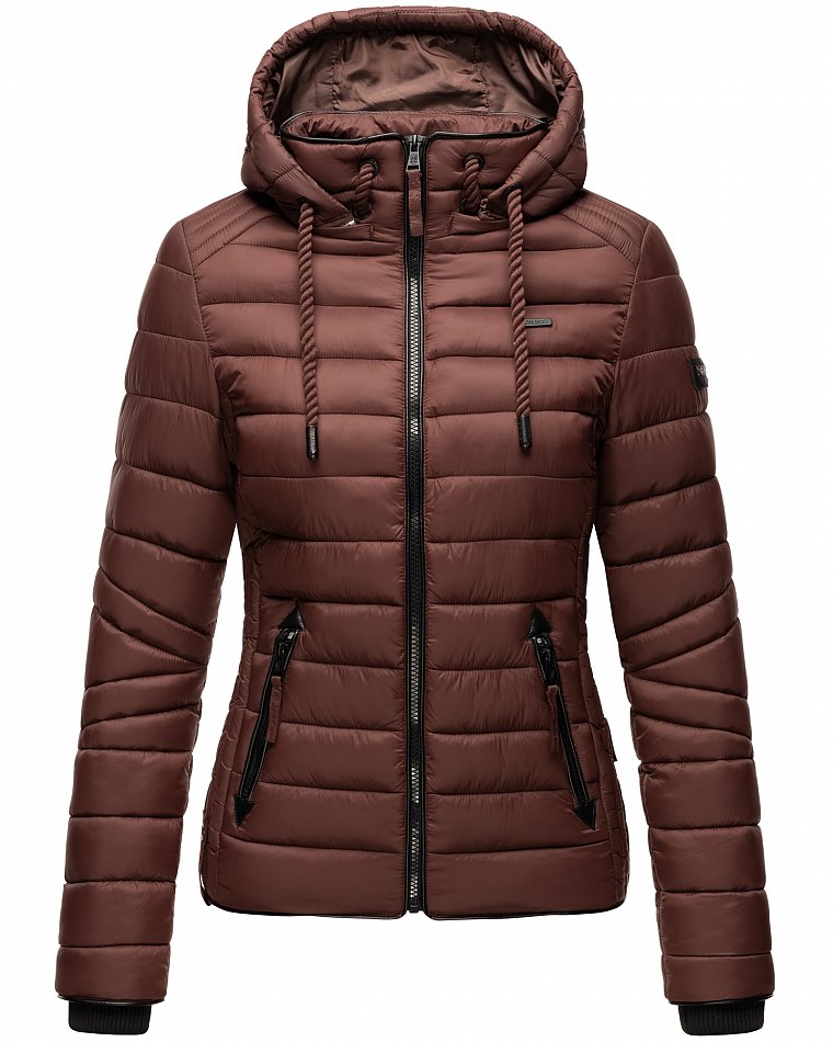 Navahoo Lulana Damen Übergangs Steppjacke mit Kapuze Schoko Gr. 34 - XS