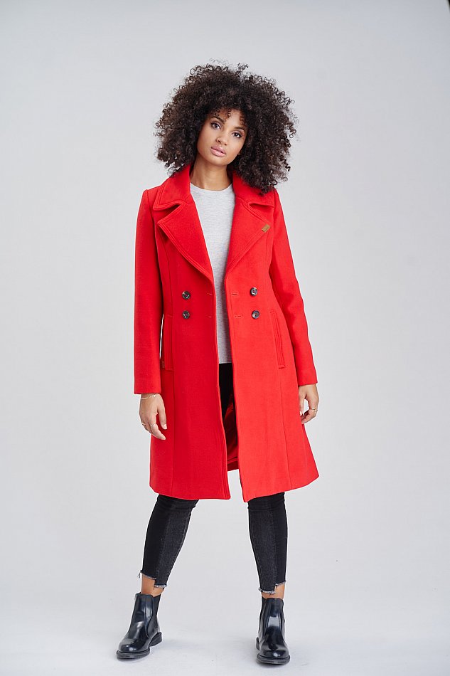 Marikoo Nanakoo Damen eleganter Wintermantel Trenchcoat Rot Gr. 40 - L