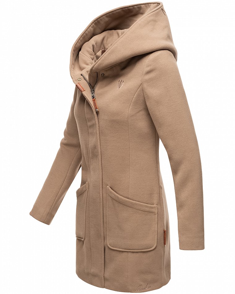 Marikoo Maikoo Damen Wintermantel Trenchcoat mit Kapuze Taupe Grey Gr. 40 - L Marikoo Maikoo Damen Wintermantel Trenchcoat mit Kapuze Taupe Grey Gr. 40 - L