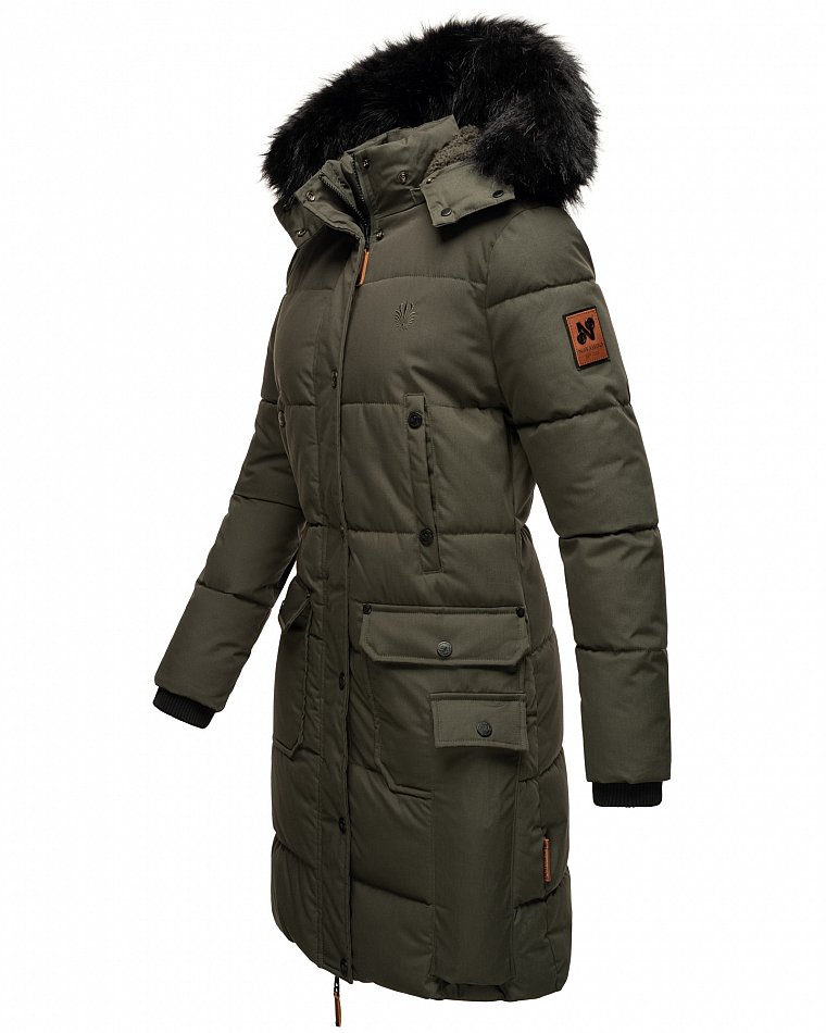 Navahoo Cosimaa Damen Wintermantel mit Teddyfell Gefüttert inkl. Regenschirm Anthrazit Gr. 44 - XXL