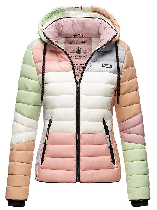 Navahoo Damen Color Blocking Steppjacke Lulana Multikulti Pastel 34 - XS