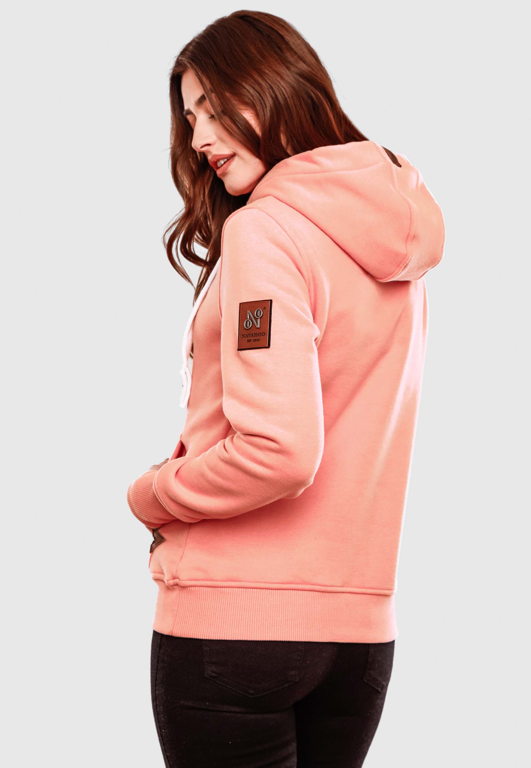 Navahoo Kapuzensweatshirt Hoodie mit Kapuze & breiten Tunnelzugkordeln Damlaa Apricot Gr. 40 - L