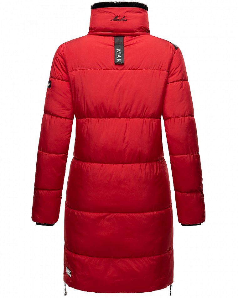 Marikoo Streliziaa Damen Wintermantel Parka mit Kapuze & Kunstfell Rot Gr. 34 - XS