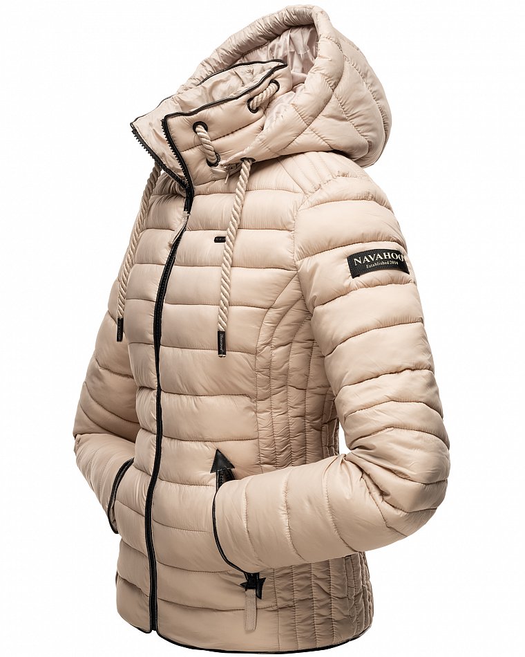 Navahoo Lulana Damen Übergangs Steppjacke mit Kapuze Taupe Gr. 36 - S