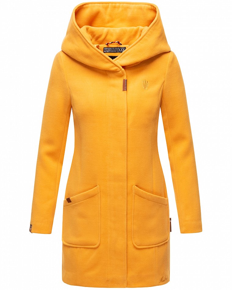 Marikoo Maikoo Damen Wintermantel Trenchcoat mit Kapuze Gelb Gr. 42 - XL