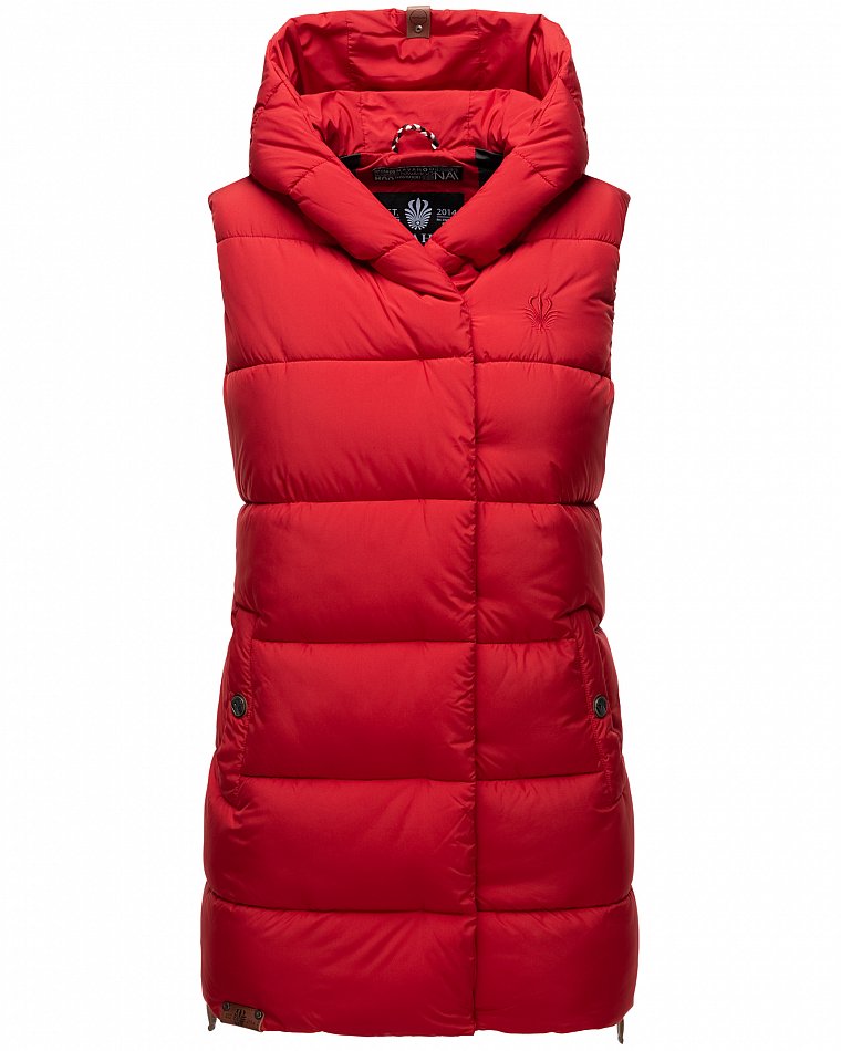 Navahoo Madilynaa Damen Winter Steppweste mit Kapuze Rot Gr. 40 - L