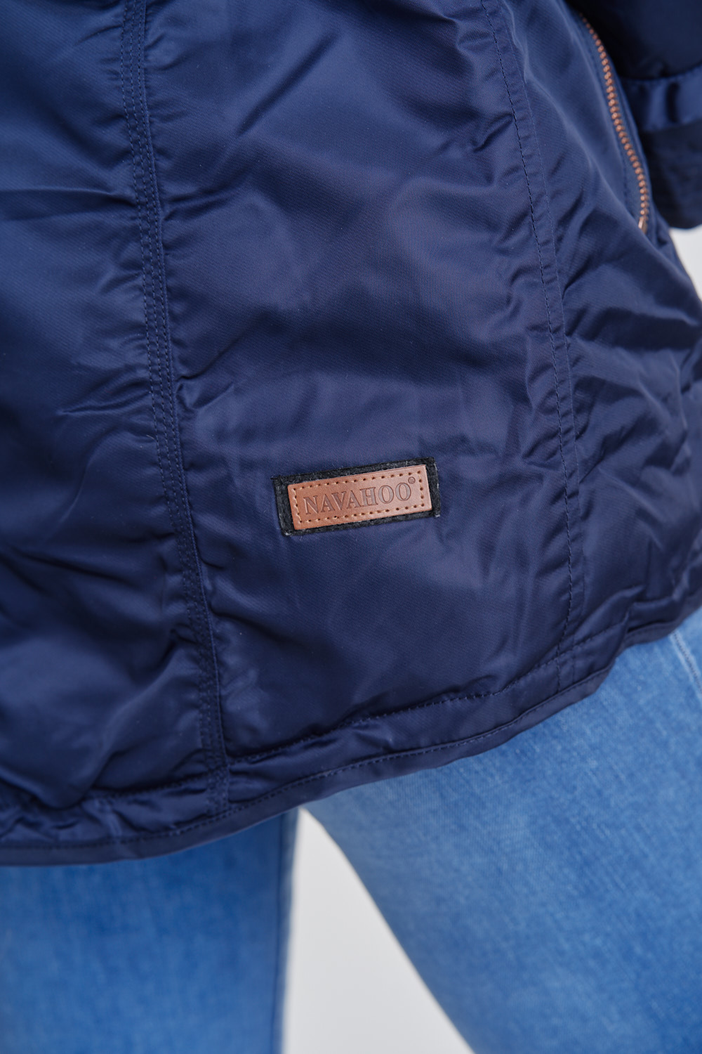 Navahoo La Viva Winterjacke Parka mit Teddyfell & Kapuze Blau Gr. 38 - M