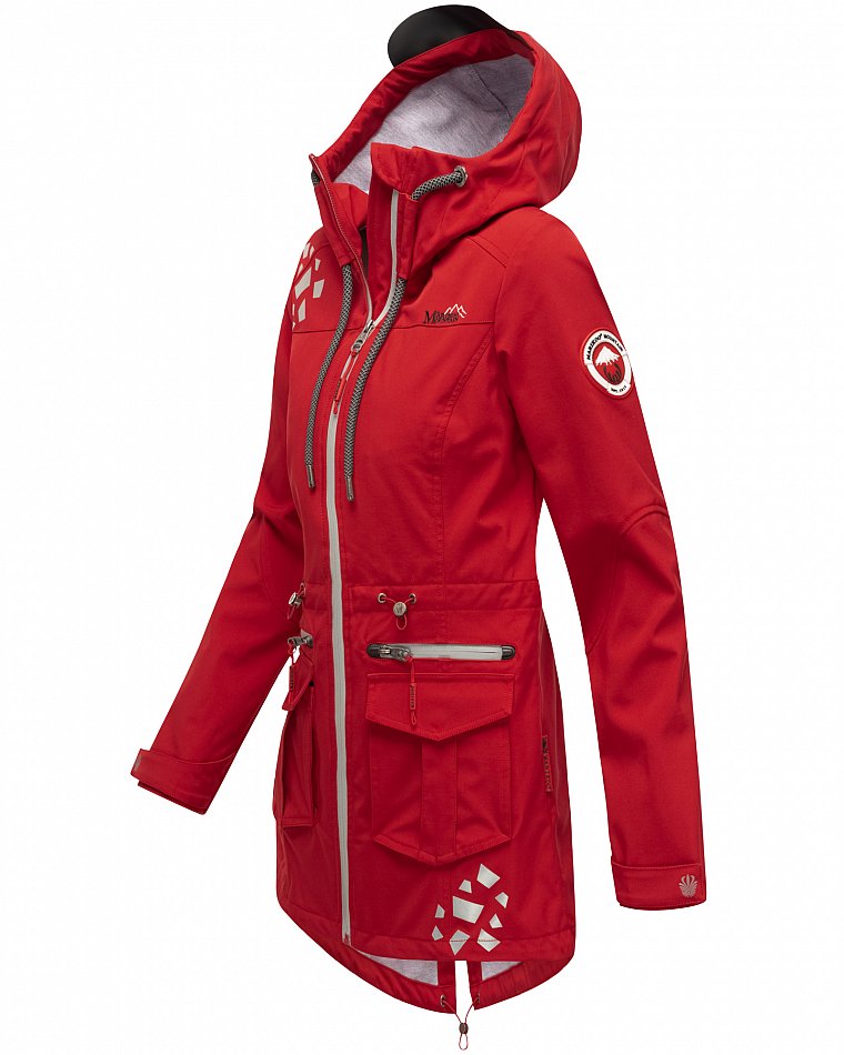 Marikoo Wasserfeste Damen Softshell Übergangsjacke mit Kapuze und Reflektoren Ulissaa Rot Gr. 42 - XL
