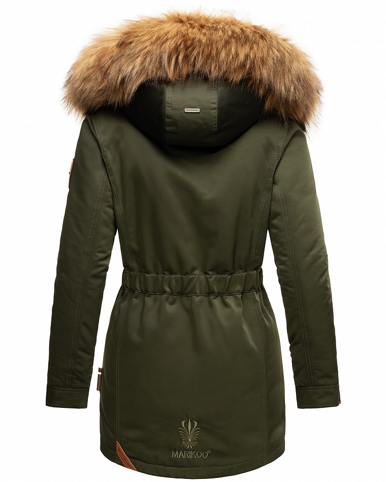 Marikoo Sanakoo Damen Winterjacke Parka mit Kapuze Olive Gr. 36 - S