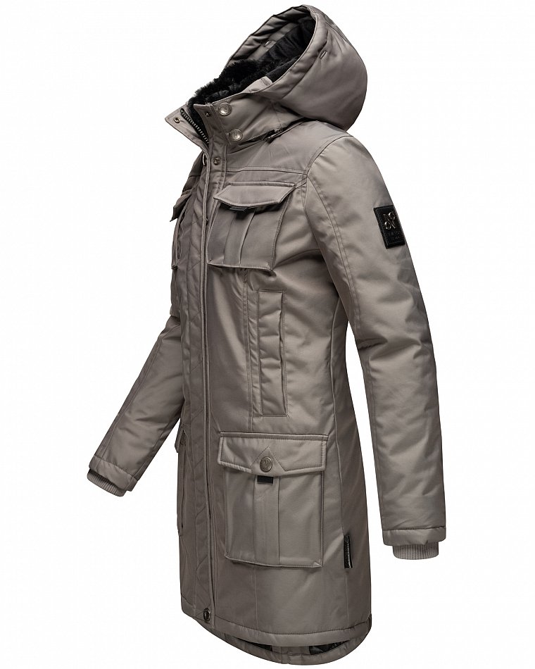 Navahoo Winterparka Wintermantel mit Kapuze & Kunstfell Tiniis Grau Gr. 38 - M