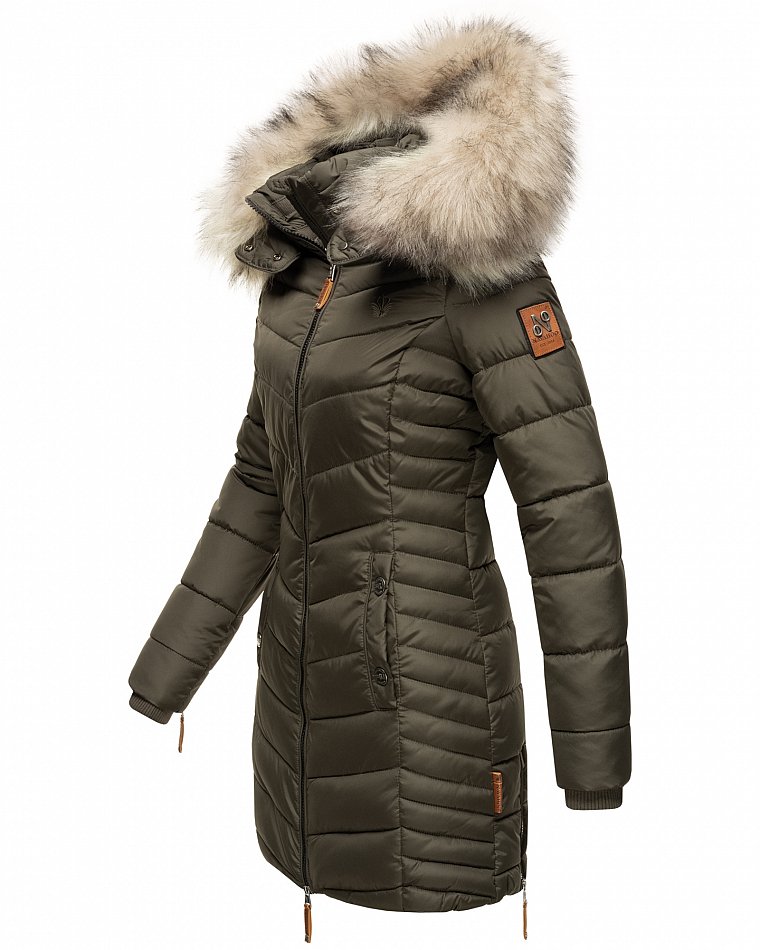 Navahoo Nimalaa Damen Wintermantel Steppmantel mit Kunstfell Anthrazit Gr. 44 - XXL