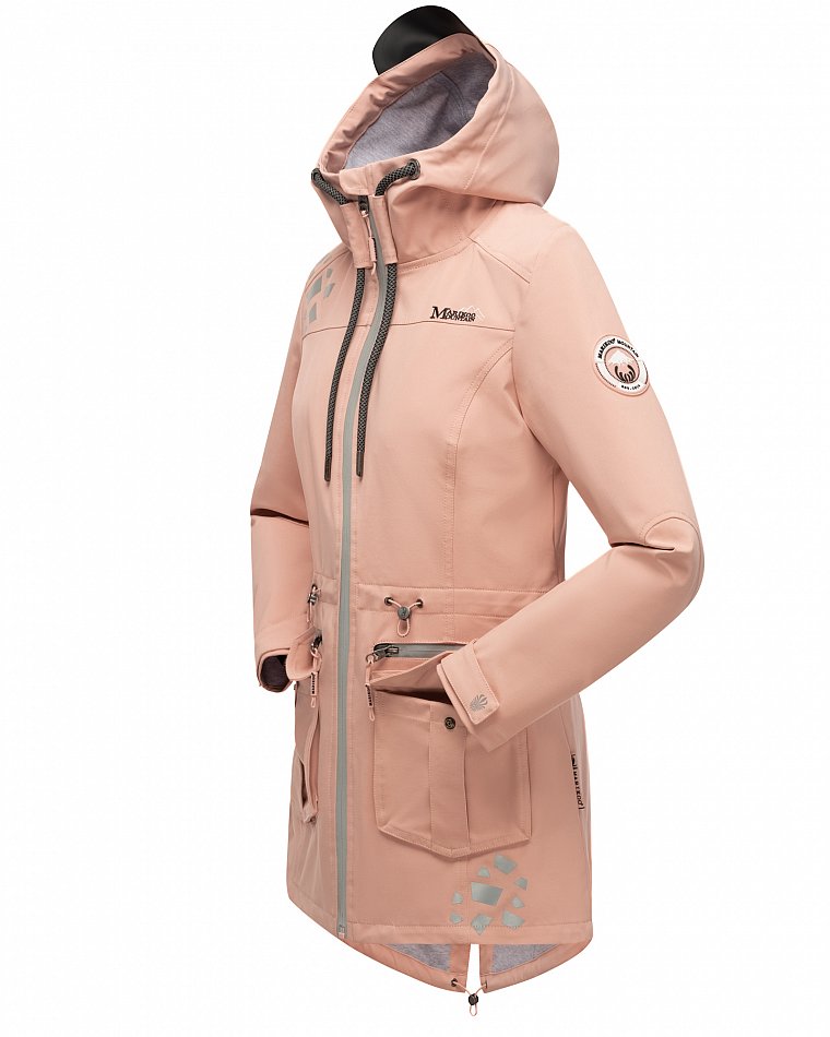 Marikoo Wasserfeste Damen Softshell Übergangsjacke mit Kapuze und Reflektoren Ulissaa Rosa Gr. 42 - XL