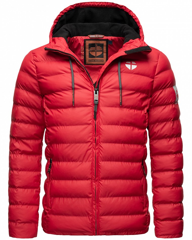 Stone Harbour Herren Winter Regen Steppjacke Zaharoo mit Kapuze Chili Red Gr. 46 - S