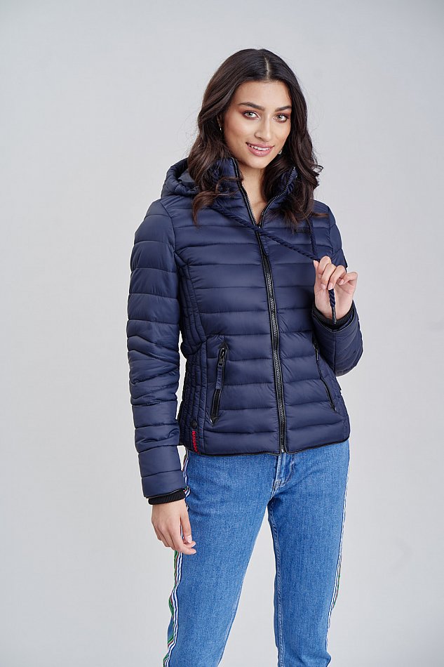 Navahoo Lulana Damen Übergangs Steppjacke mit Kapuze Navy Gr. 38 - M