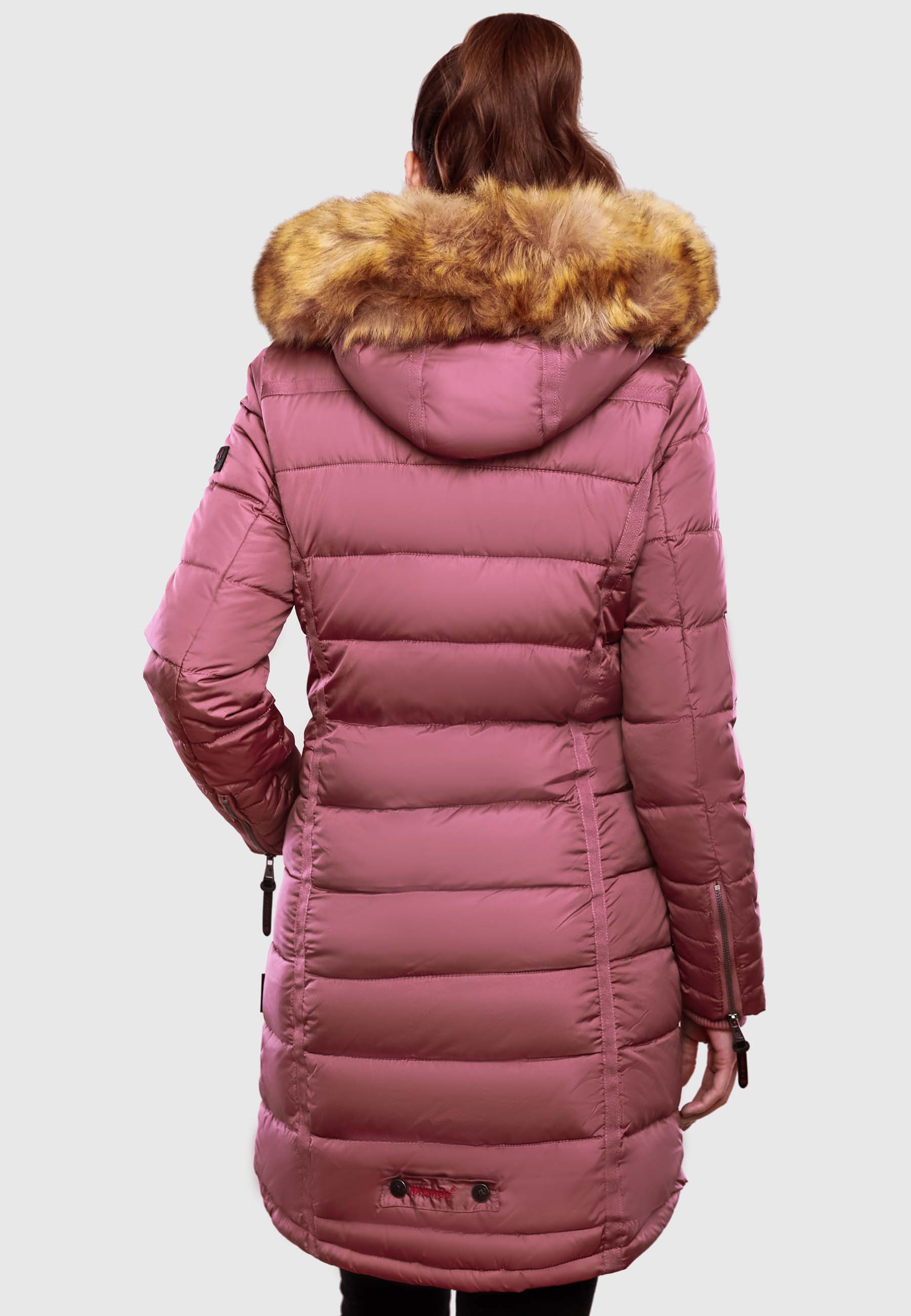 Navahoo Papaya Winter Mantel Steppjacke Gefüttert Mit Kapuze Dunkel Rosa Gr. 42 - XL