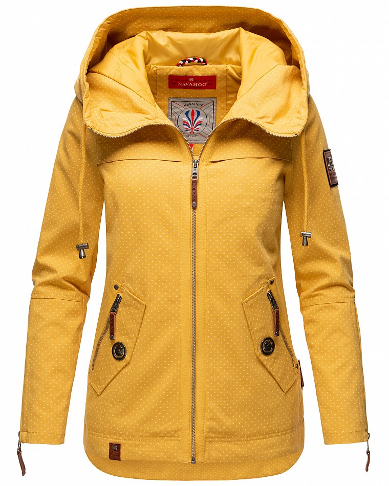 Navahoo Wekoo Damen Übergangsjacke mit Kapuze Gelb mit Print Gr. 36 - S