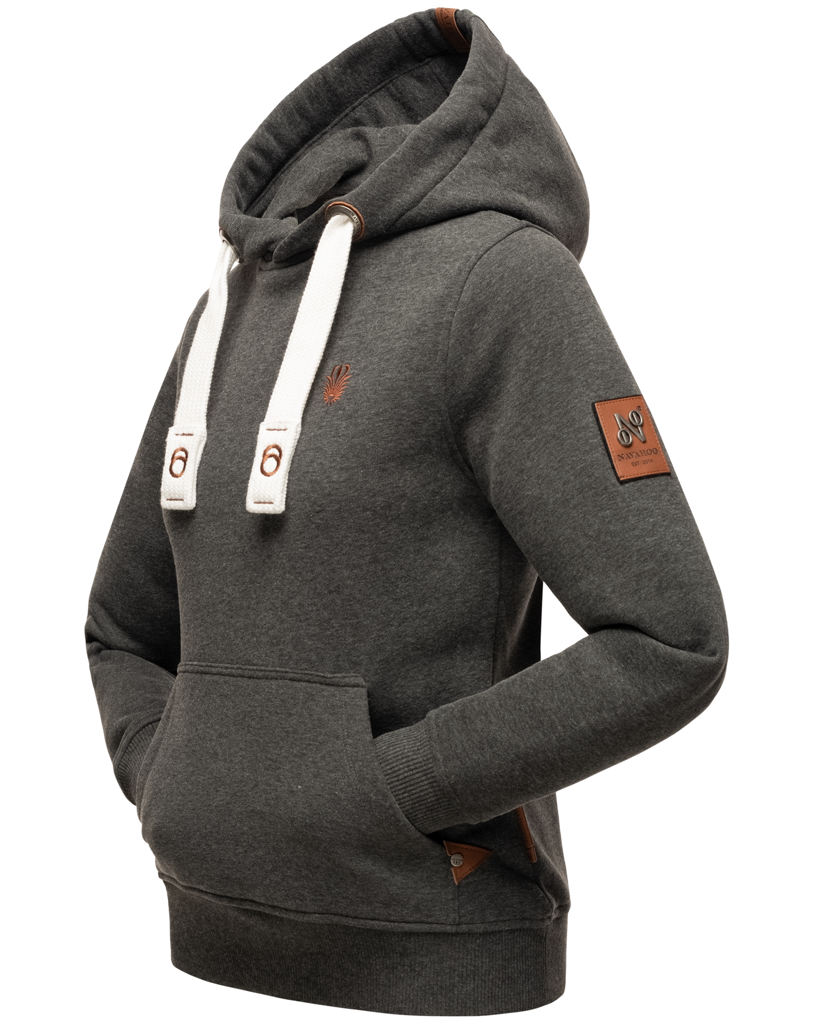 Navahoo Kapuzensweatshirt Hoodie mit Kapuze & breiten Tunnelzugkordeln Damlaa Dunkelgrau Gr. 38 - M