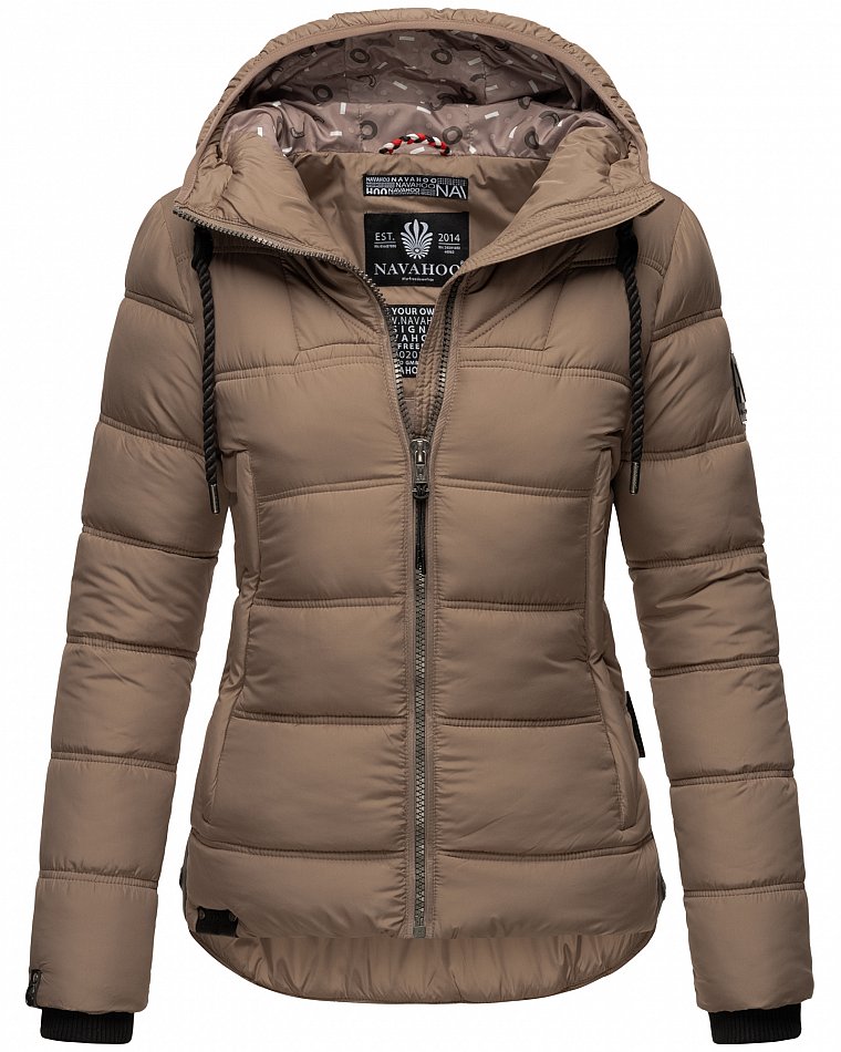 Navahoo Renesmee Winterjacke Stepp Jacke mit Kapuze Taupe Gr. 44 - XXL