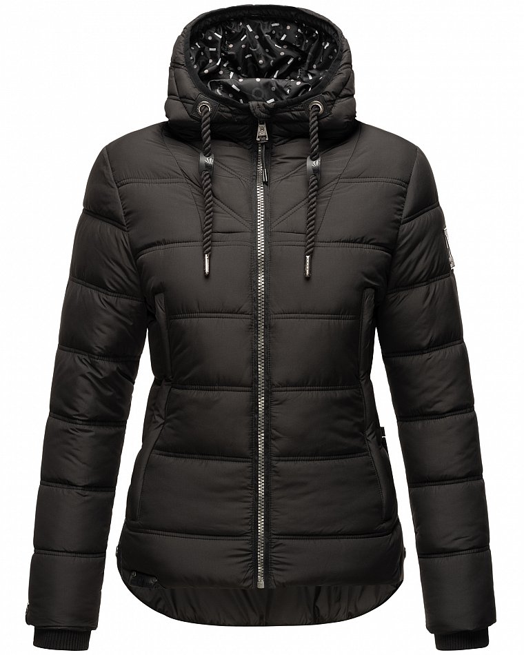 Navahoo Renesmee Winterjacke Stepp Jacke mit Kapuze Schwarz Gr. 38 - M